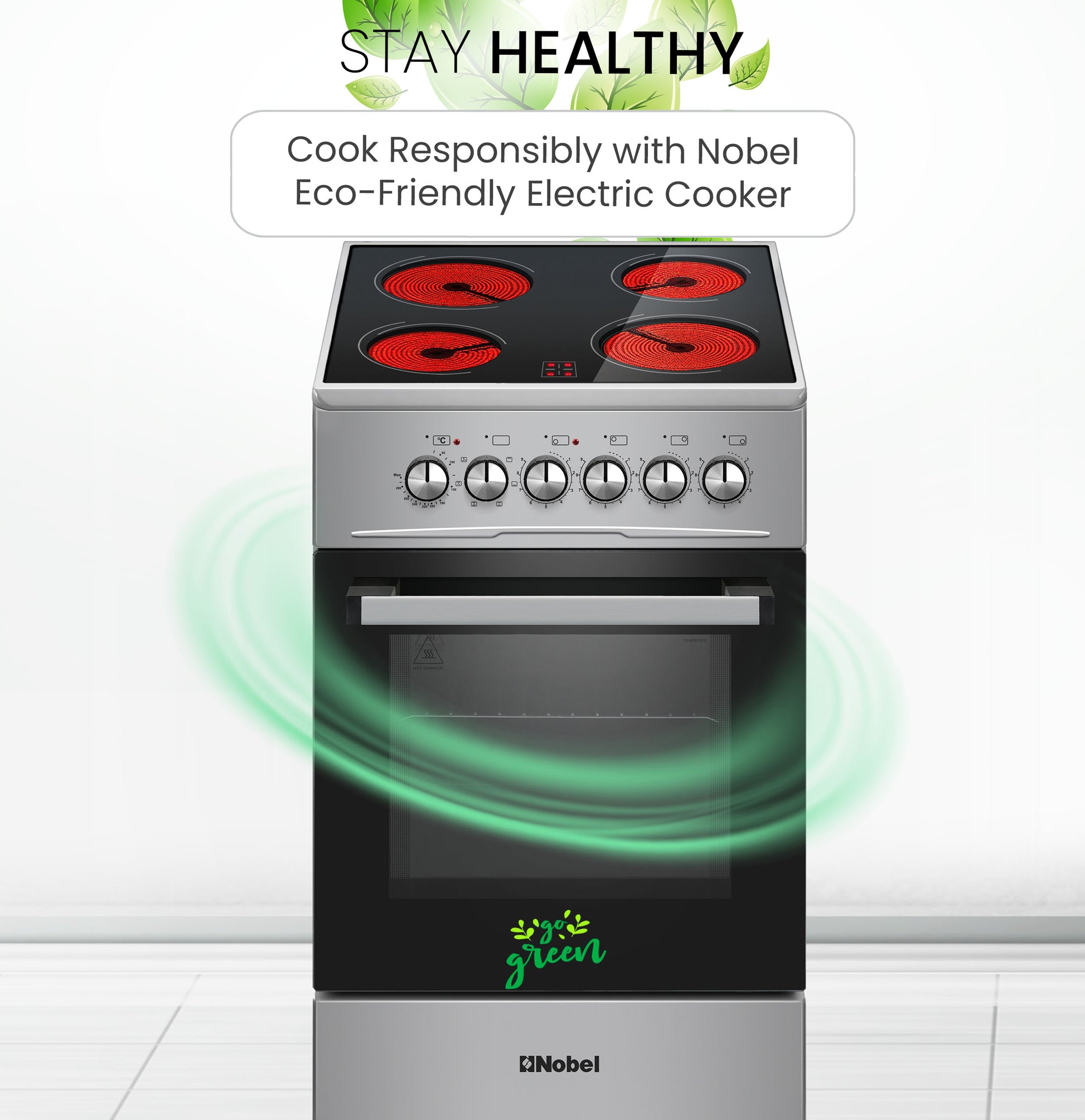 50×60cm Electric Cooking Range, 4-Zone Ceramic Hob, 58L Oven Capacity, 9 Power Levels, Thermostat Control,- NGC5060VT-7