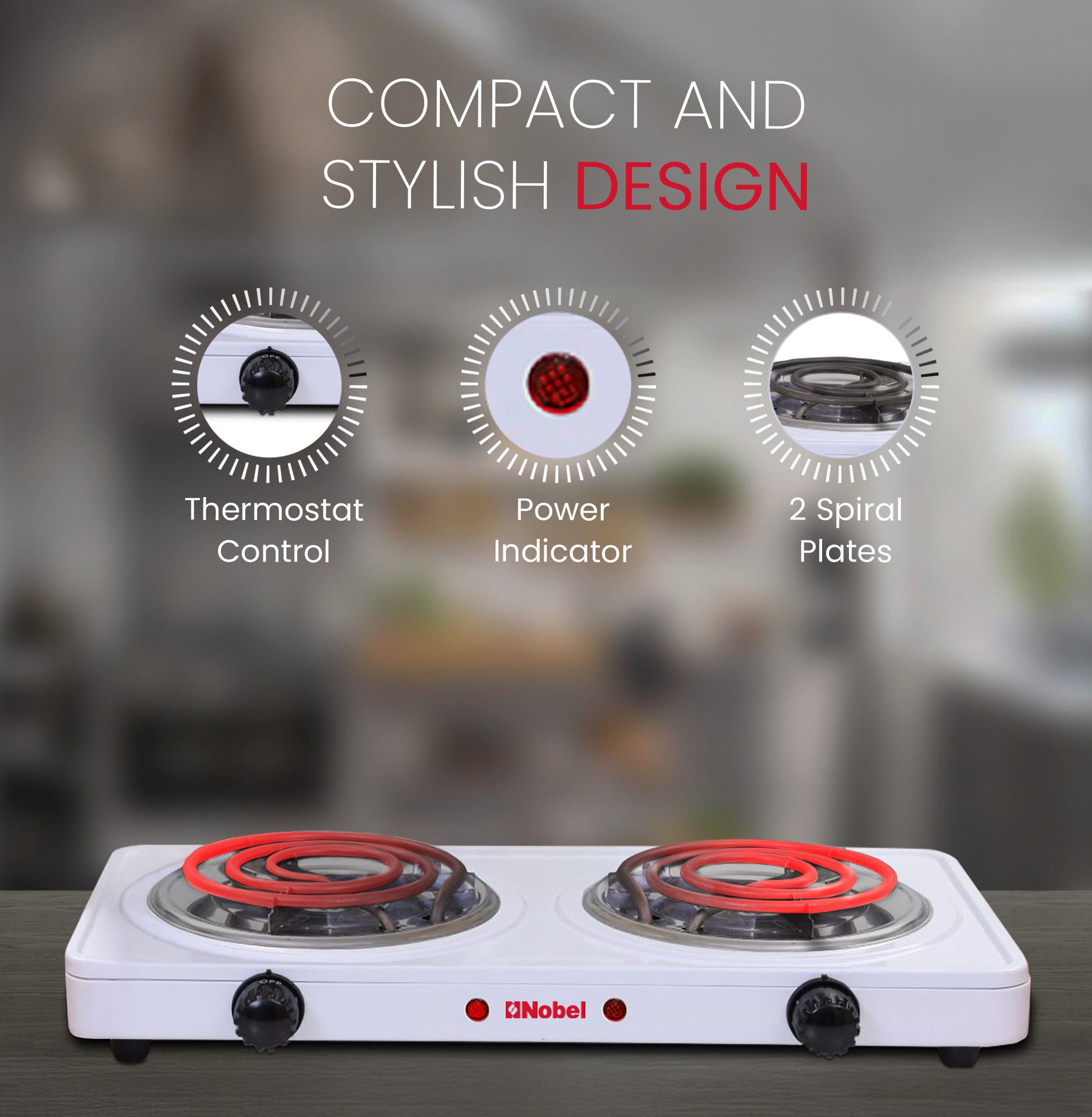 Nobel Spiral Hot Plate 10KG Silver Color NHPS002-7