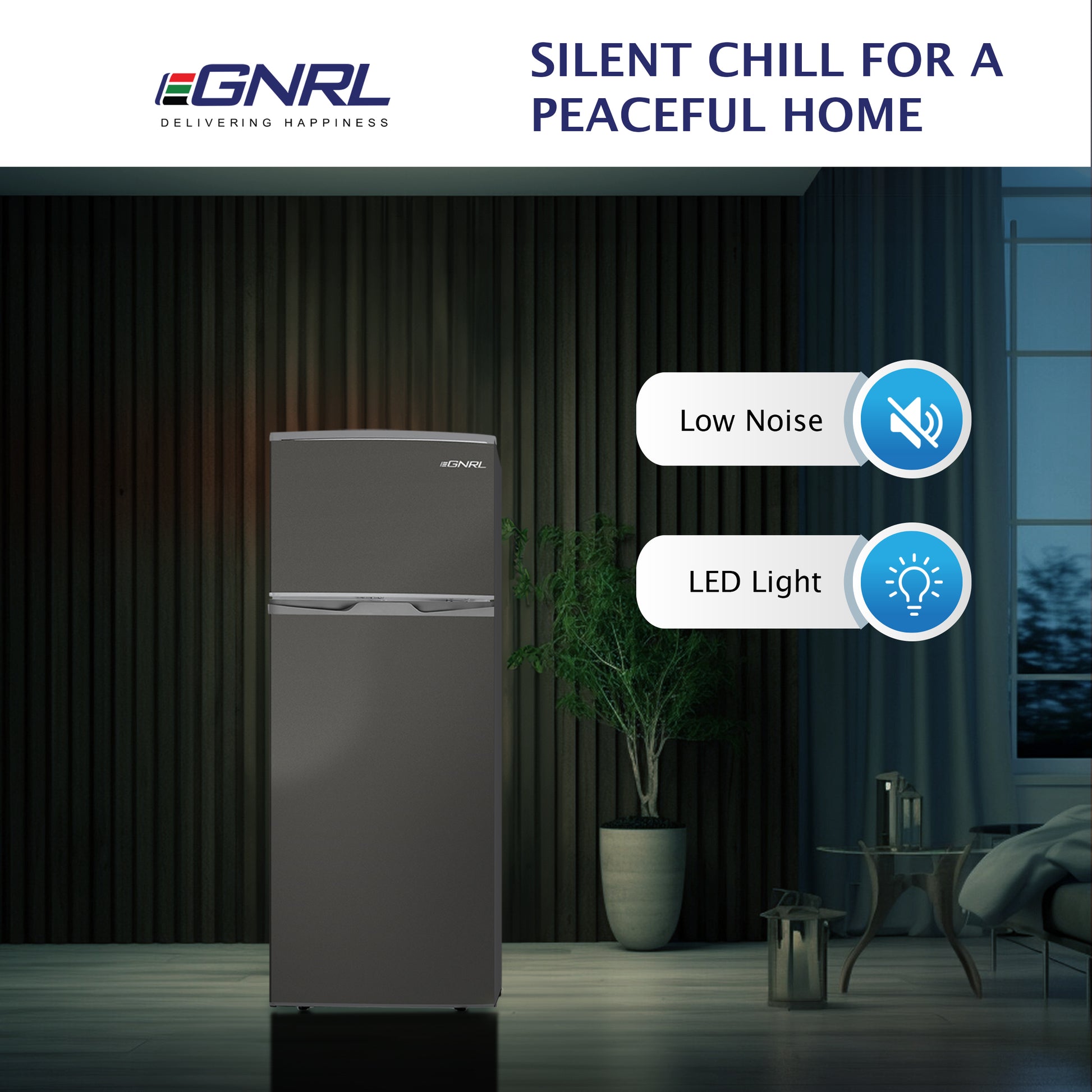 EGNRL EGR225S Double Door Refrigerator 225 Liters Gross Capacity Defrost Recessed Handle R600A Inside Condenser Dark Silver-8