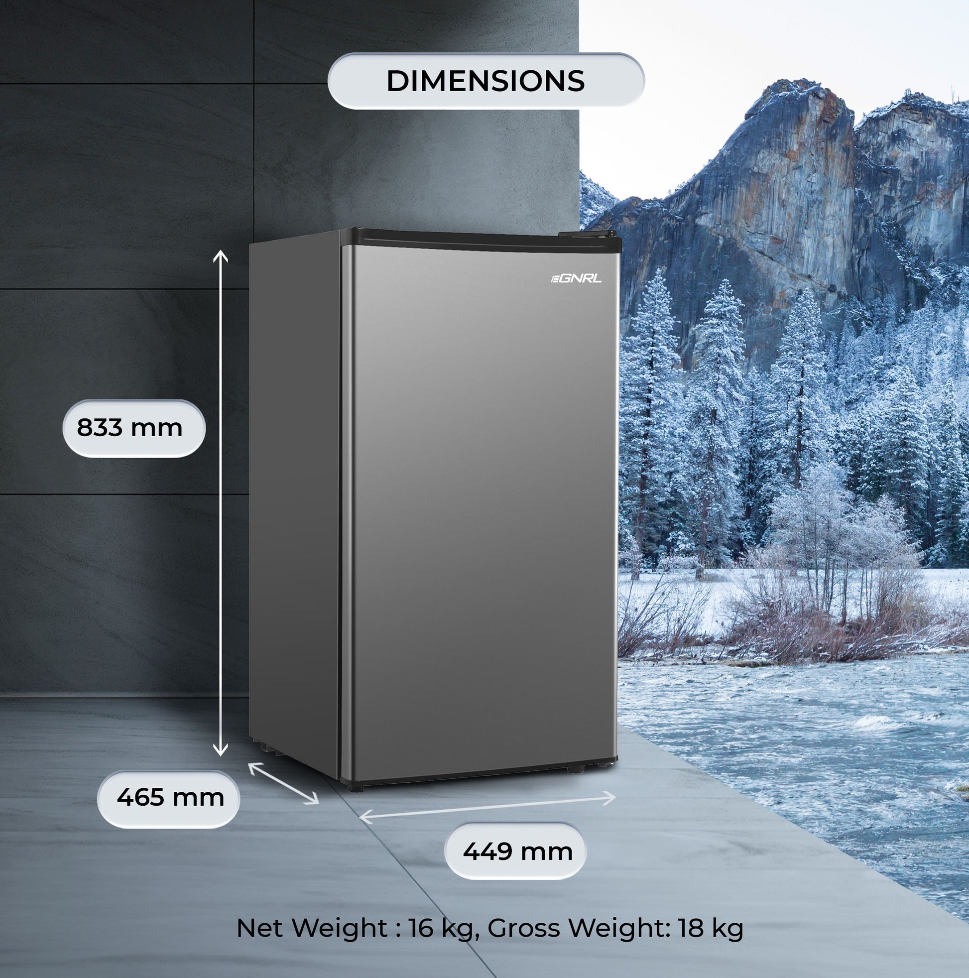 EGNRL 140L Gross/83L Net Capacity, Single Door Refrigerator, Fast Cooling, Energy Saving - EGR140S-8