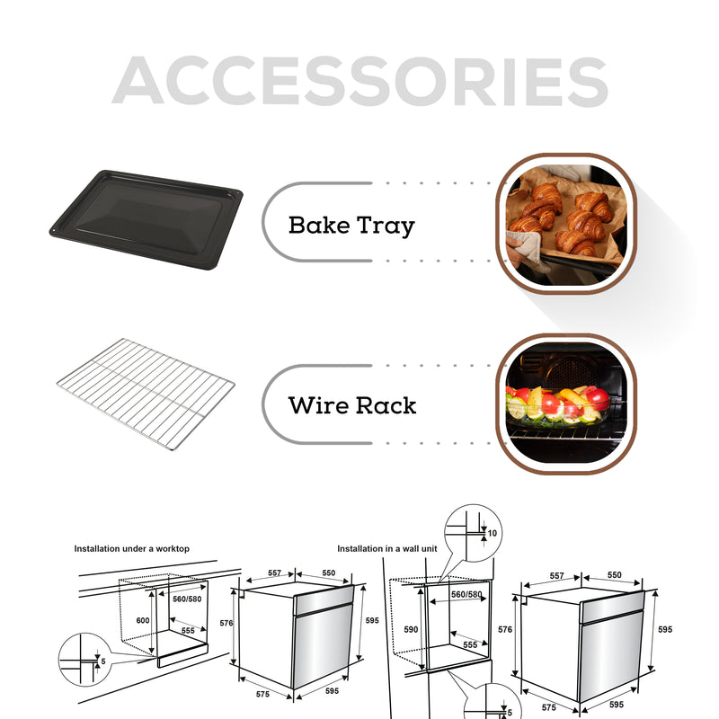 La Modano Electric Built-in Oven Black 60 cm Multi-Function Cooker LMBO606MC-7