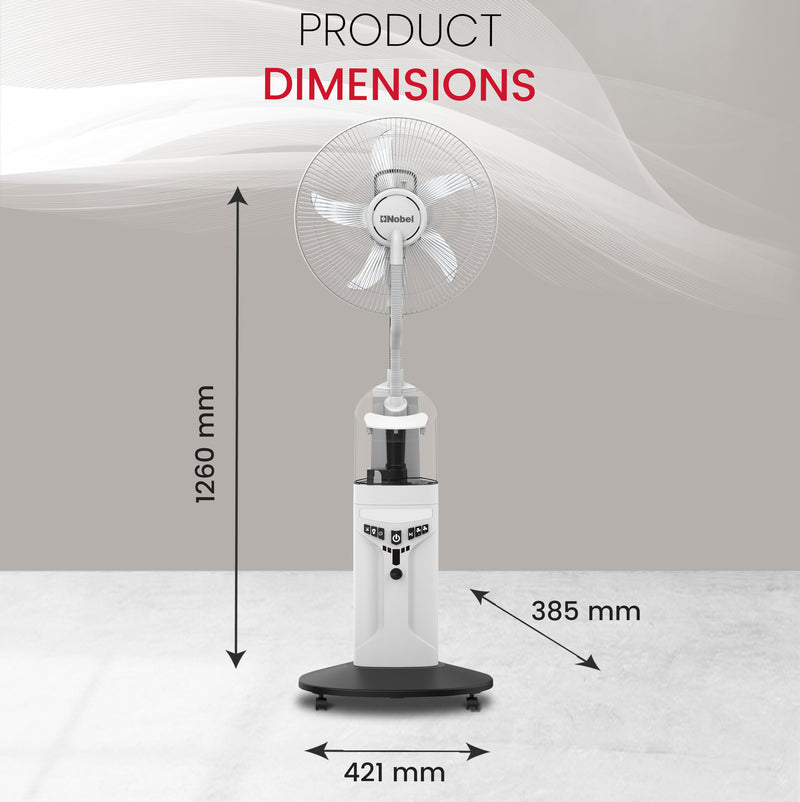 NOBEL Rechargeable Mist Fan White 16 inch Fan Blade NF777MRC-7
