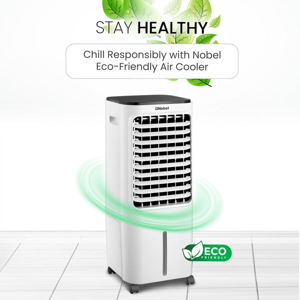 Nobel Air Cooler, 12L Water Tank, 3-Speed, Ionizer, Remote Control, Auto Swing, 7.5H Timer, Honeycomb Cooling Pads,Tubular Flow Fan with Water Shortage Protection NAC40R White-7