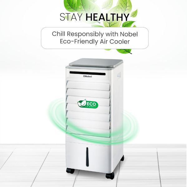 Nobel Air Cooler, 6L Water Tank, 3-Speed, Ionizer, Auto Swing, 7.5H Timer, Efficient Cooling, Purified Air, Swing Oscilations, Compact Design with Remote NAC30R White-7
