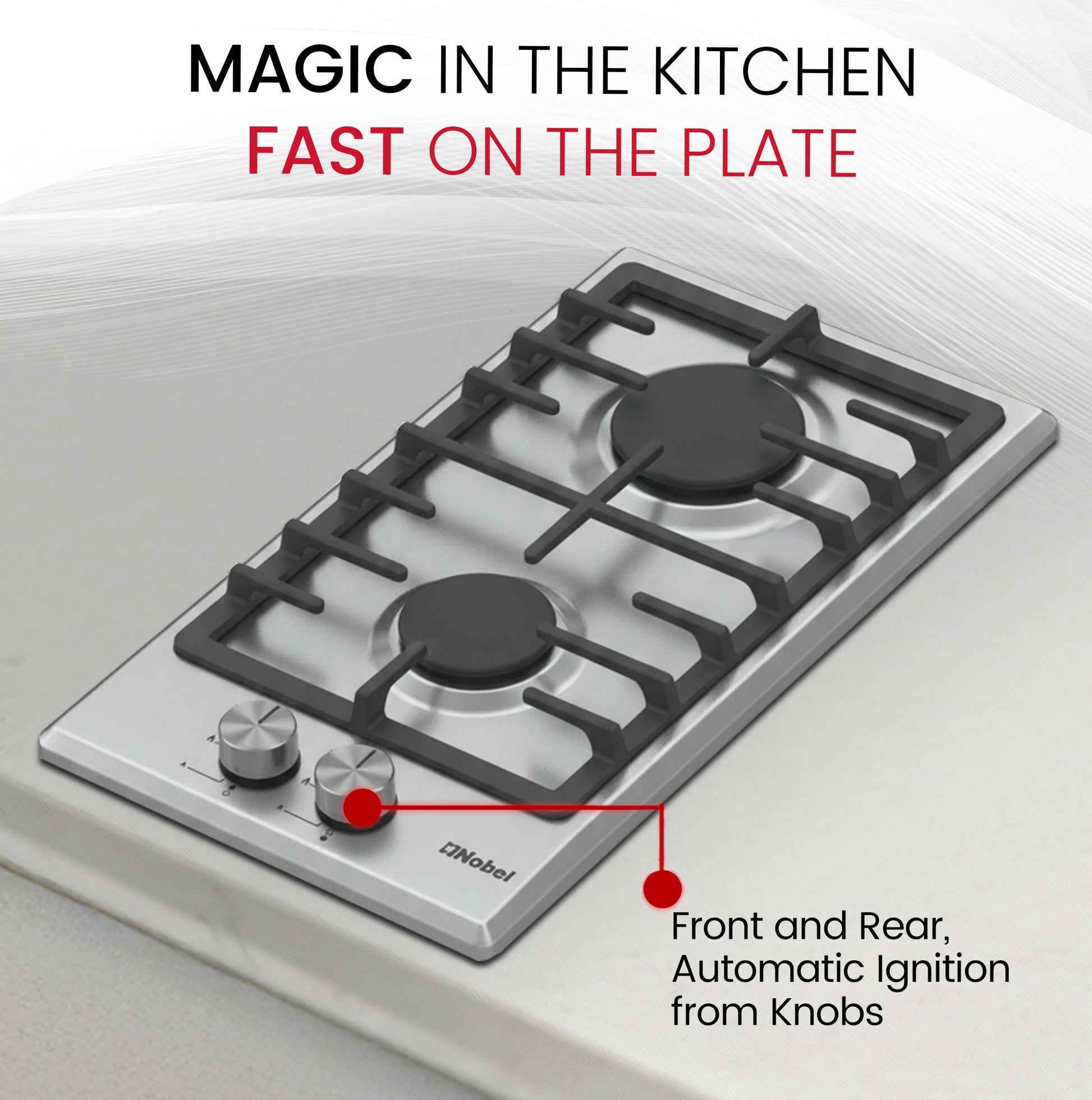 Builtin - Hobs Stainless Steel 30cm 2 Gas Burners NBH3202SSH-7