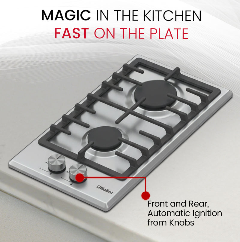 Builtin - Hobs Stainless Steel 30cm 2 Gas Burners NBH3202SSH-7
