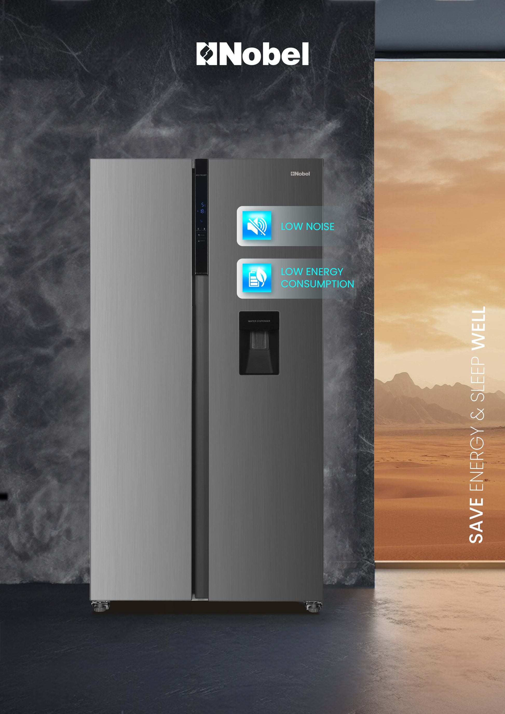 700L Gross / 518 Capacity Side by Side Refrigerator, NoFrost, with Water Dispenser, Twist Ice Maker, Digital Display - NR620WDI-7