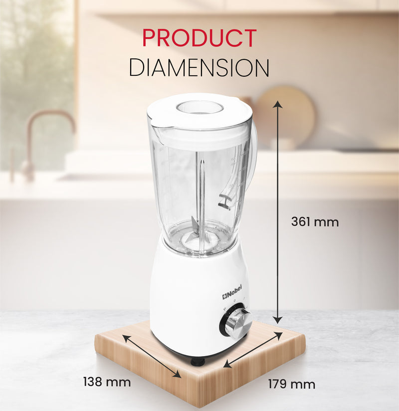 Nobel Blender White 1.2 Litres 350W Stainless Steel Blade NB112L-7