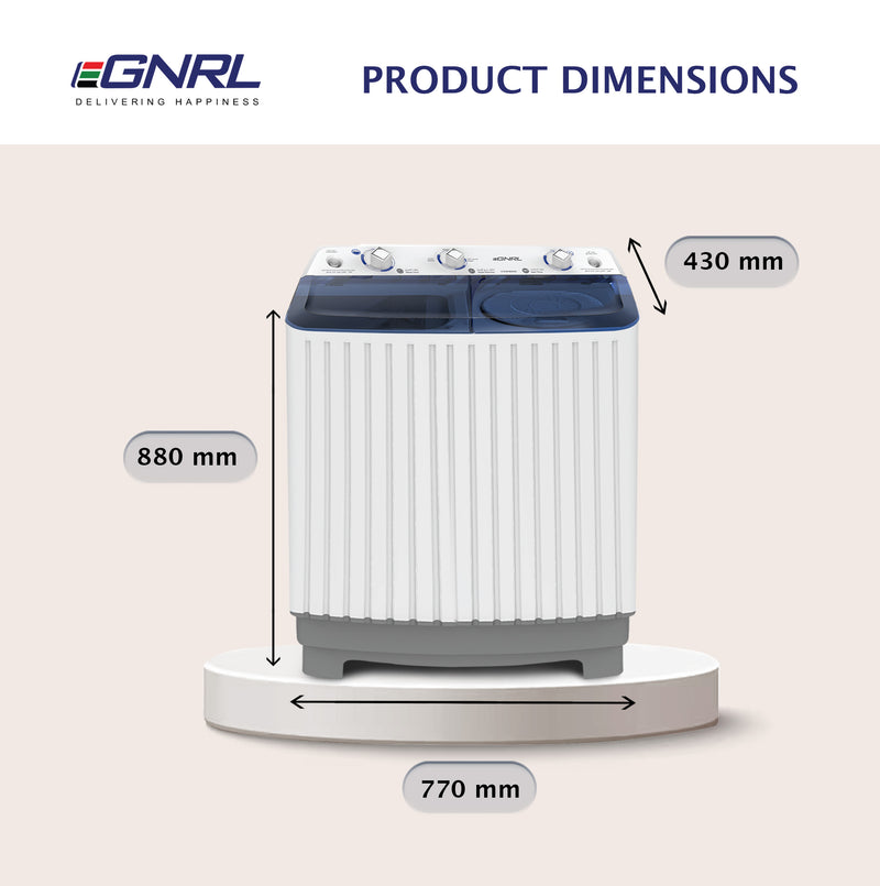 Twin Tub Washing Machine 6.5/5.0 KG Capacity, 2 Water Inlet - EGWM800-7