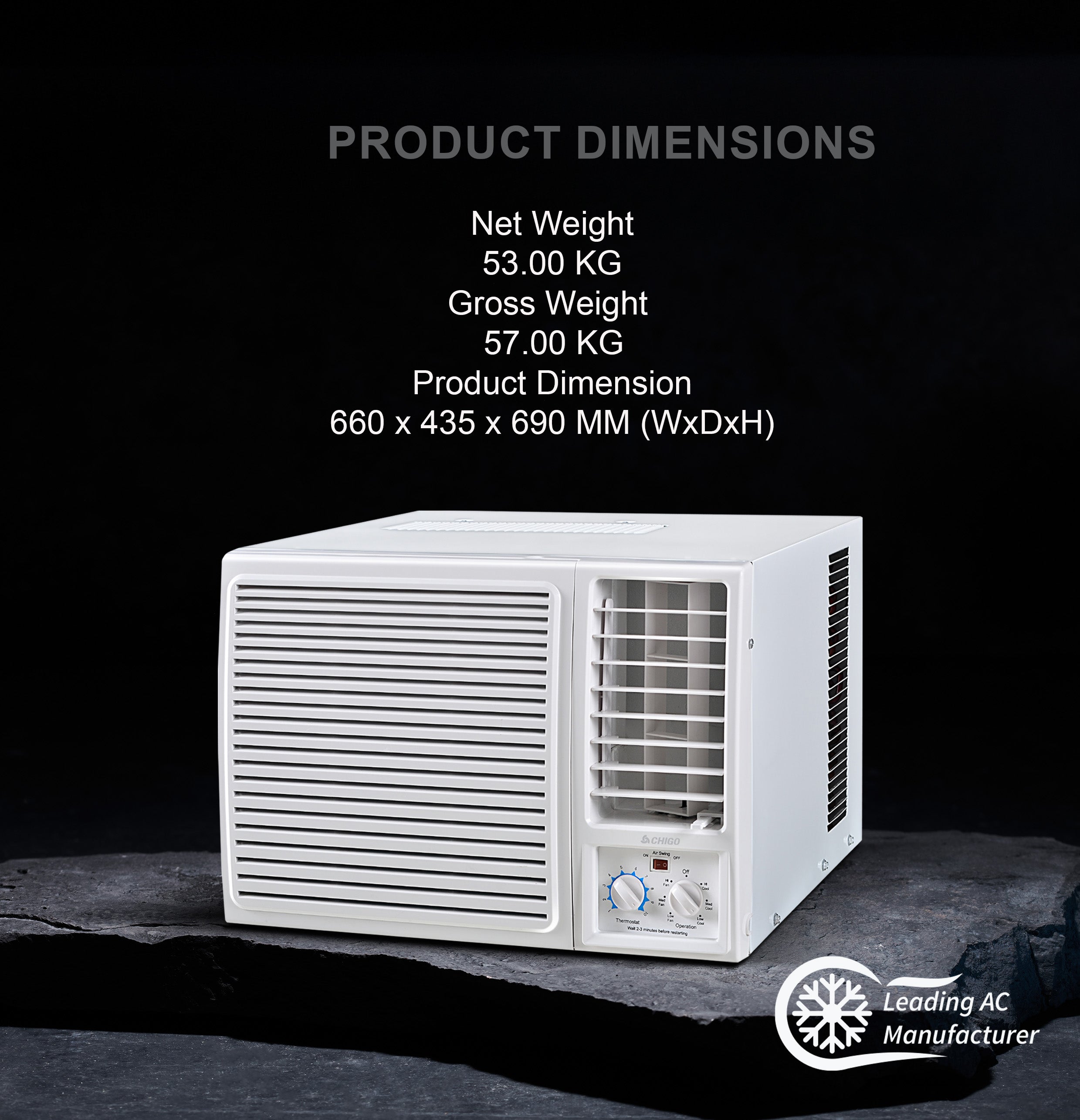 2 Ton Window AC | 24000 BTU | High-Efficiency Rotary Compressor | T3 Climate | Low Noise | R410a Refrigerant | Energy-Efficient Cooling for Extreme Heat CWA24CO White