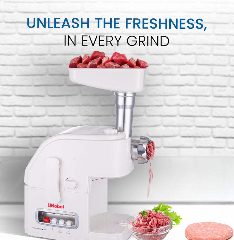 Nobel 10 in 1 Juicer Food Factory with 1 Litres Piano Switch Multi Speed Knob Switch and Citrus Juicer Kubbe Maker - NFP888 White-7