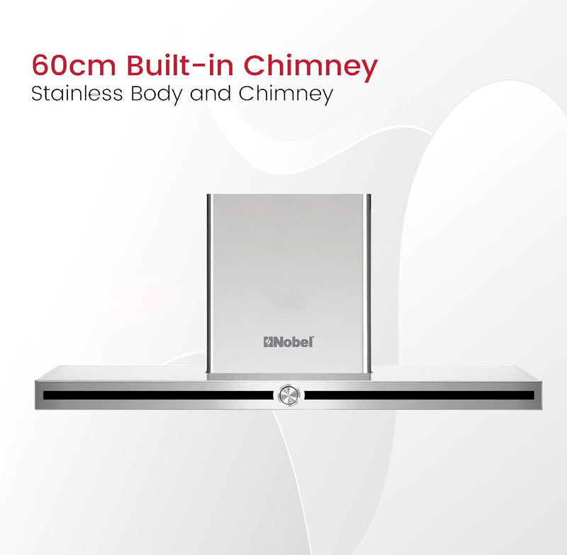 Nobel Builtin Chimney Stainless Steel 60Cm 2 Led Lights Carbon Filter NBI8652CH-4