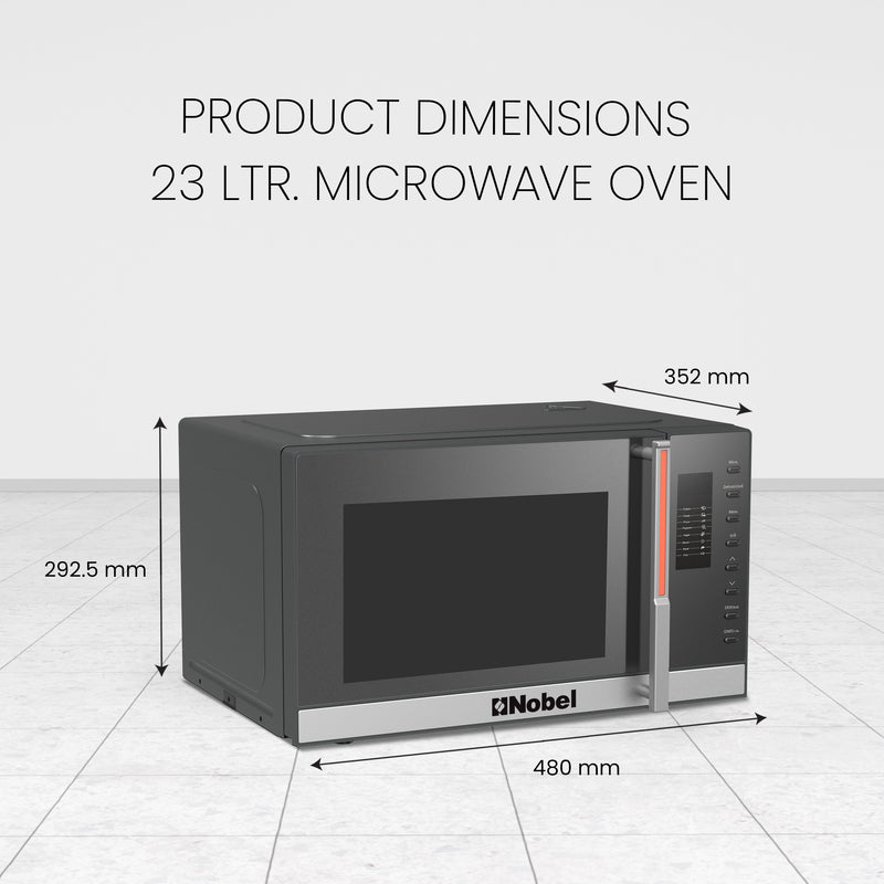 Nobel 23 Liters Microwave Oven Button Control, 60mins Setting Time, 5 Power Levels, Cooking End Signal, Defrost Setting with 2 Year Warranty NMO30D Black-8
