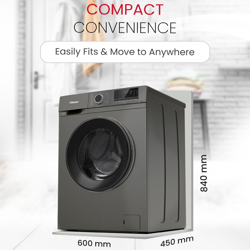 Nobel Dark Silver Front Load Washer: 6 Kg Capacity, 1000 RPM - NWM760RHS-8