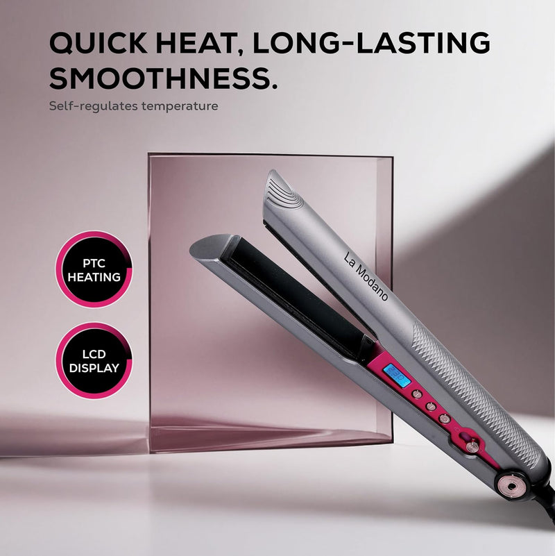 La Modano Hair Straightener with Ceramic Coating 8 Temperature Levels, LCD Display, PTC Heating, Lock Function Model - LMHS450-3