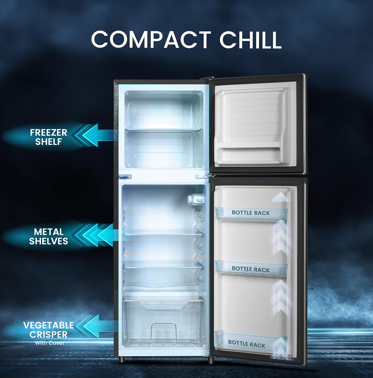 Double Door Refrigerator, 185L Gross / 128L Net Capacity, Defrost, Recessed Handle – NR185E-3