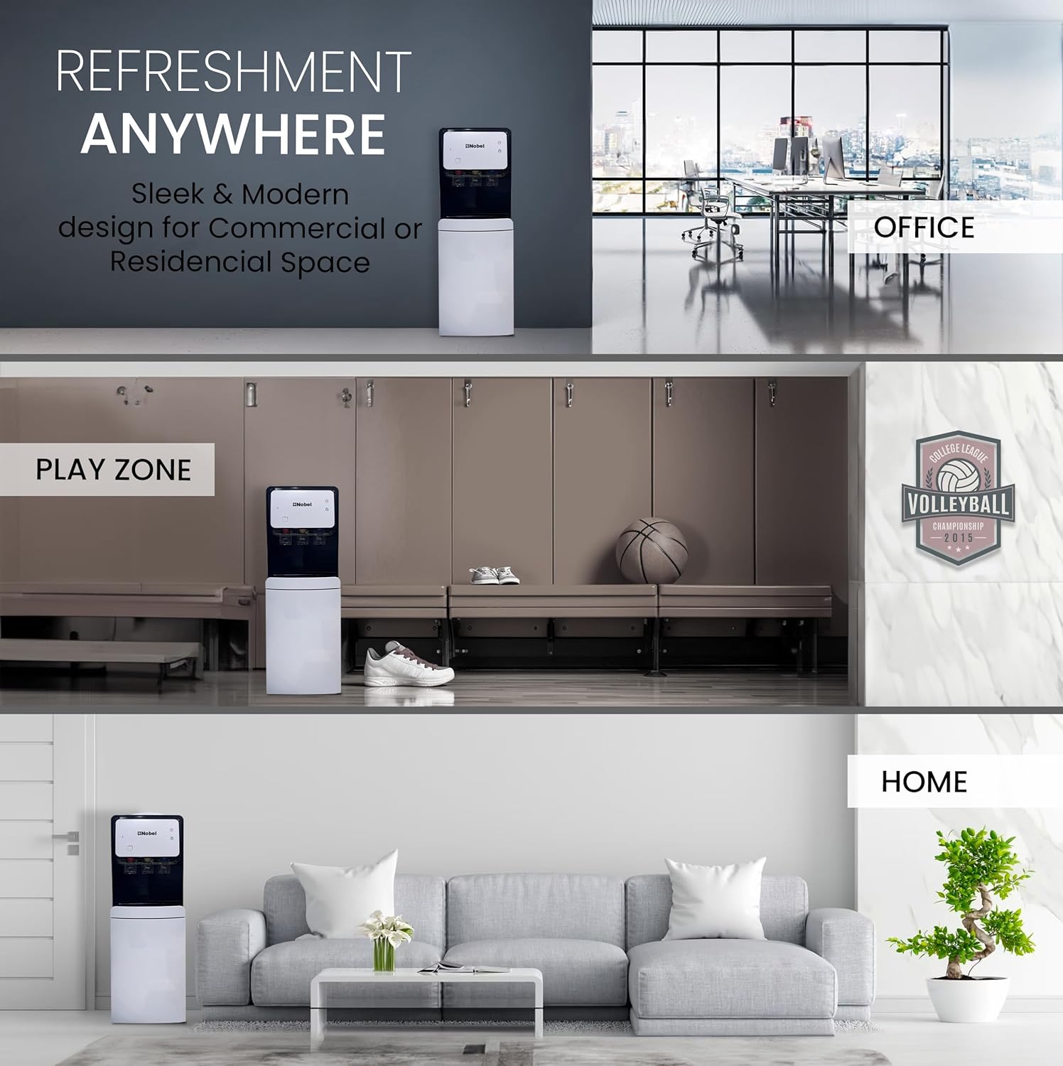 Nobel 3 Tap Water Dispenser, Freestanding Dispenser, Hot, Normal & Cold, R134a Compressor Cooling, Storage Cabinet NWD1700 White-6