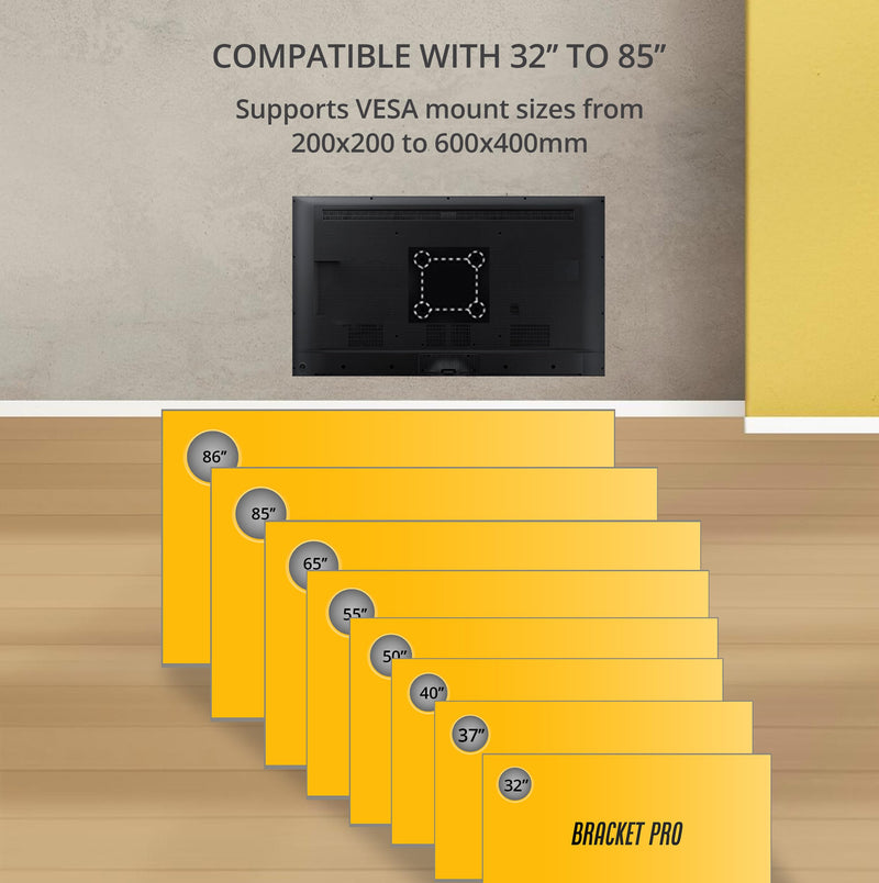 Bracket Pro Versatile Full Motion TV Mount: Ideal for Screens 32"-85" - BPX3285 Black-6