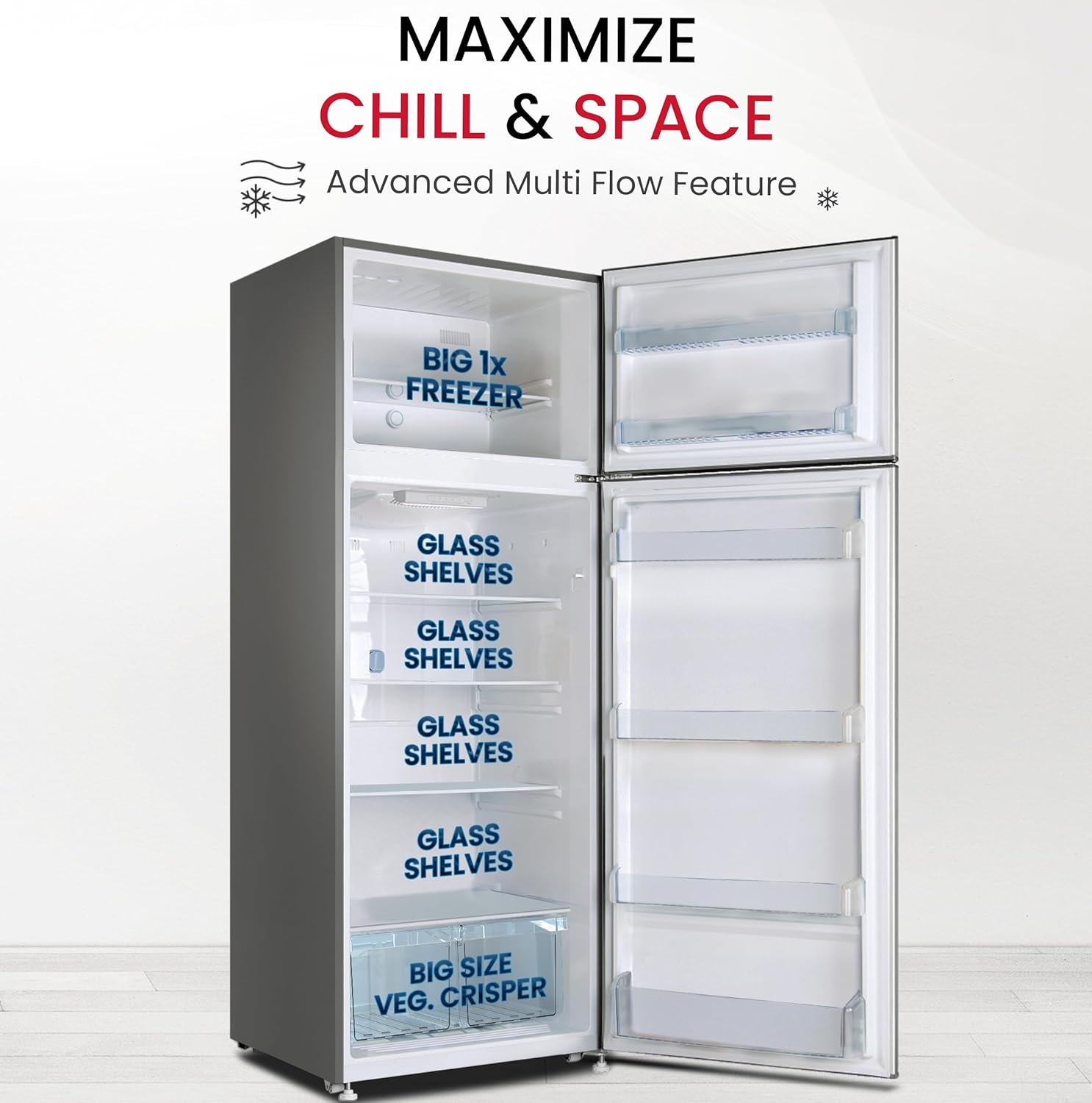 550L Gross / 466 Net Capacity Double Door Refrigerator, No Frost, Multi-flow Feature, Inverter Motor, Energy-efficient Cooling, NR550NF