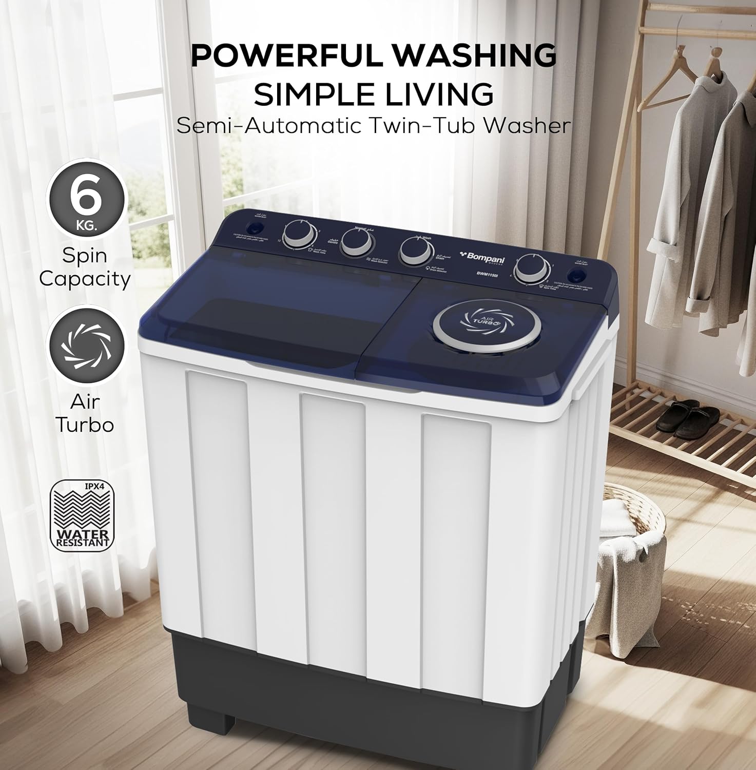 Top Load Semi-Automatic Twin Tub Washing Machine  11kg / 6kg Spin - BWM1150I-3