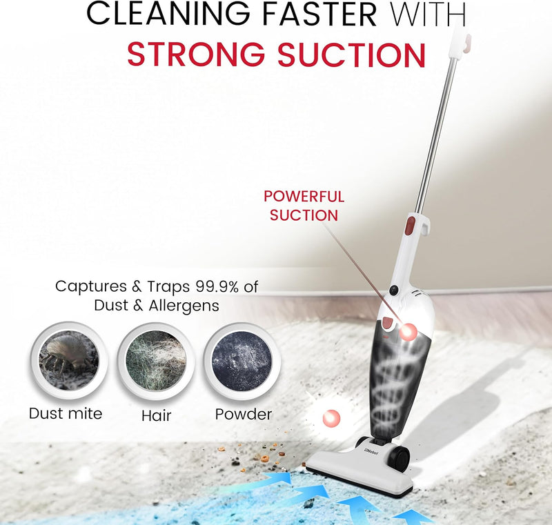 Nobel 2-in-1 600W Upright & Handheld Vacuum Cleaner Strong Suction, 750ml Dust Capacity, Low Noise, 4m Cord, Lightweight Design – NVC21-3