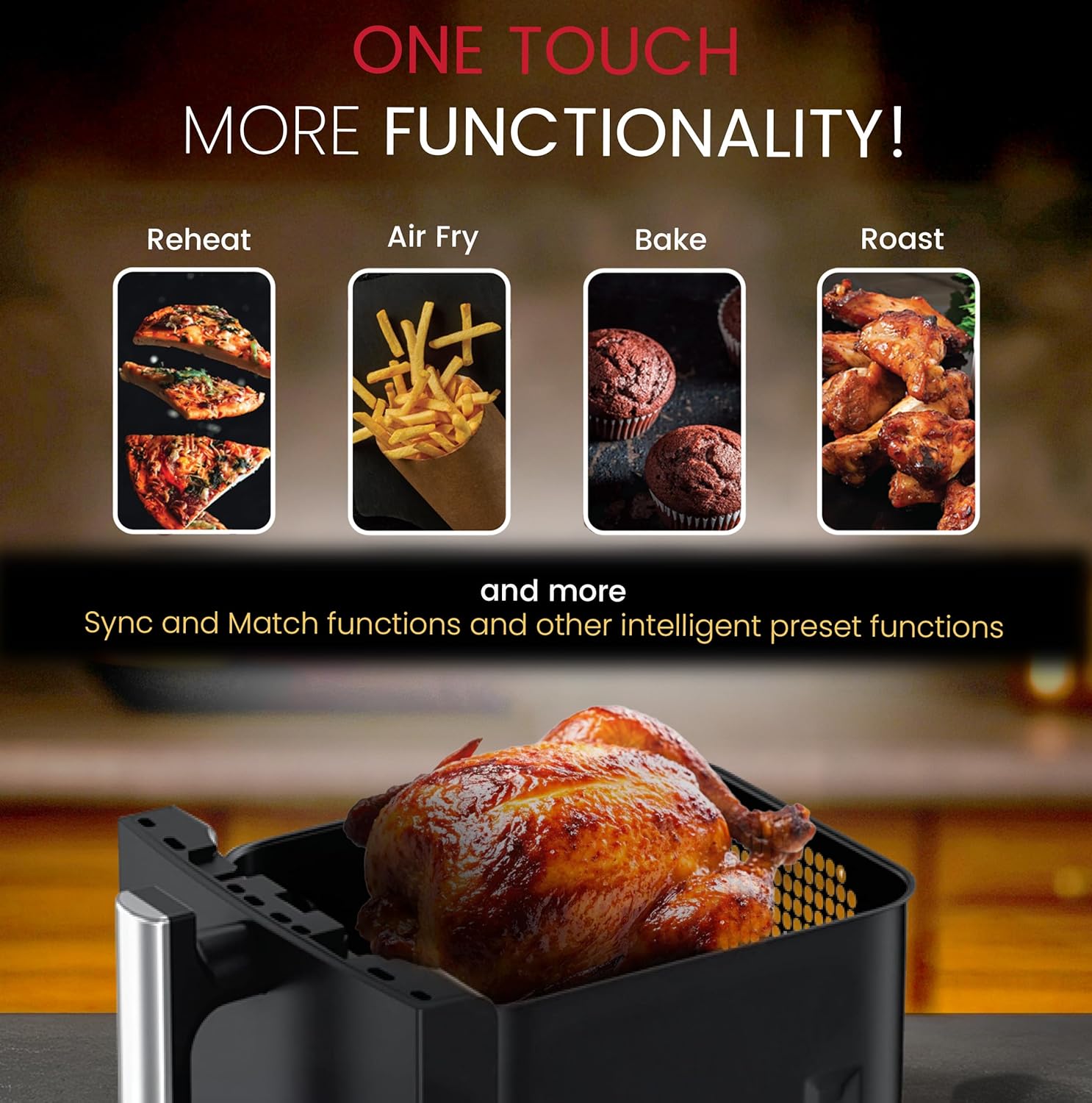 Nobel 10L 2200W Dual Drawer Digital Air Fryer with LED Display, Sync & Match Functions – NAF1201-3