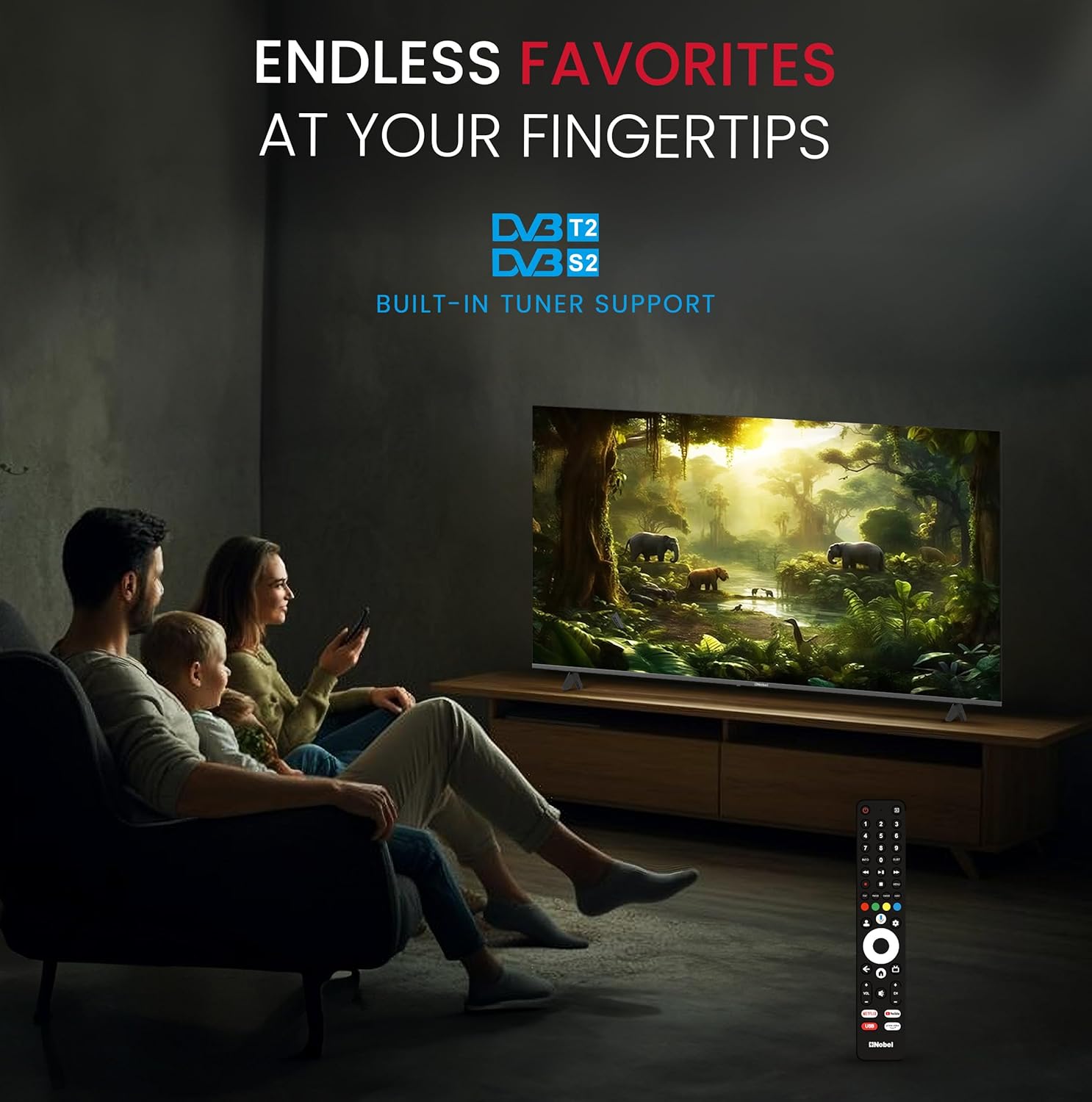 Nobel 85-Inch 4K UHD Google TV Smart TV, Dolby Sound & Voice Control, Android 14, Netflix YouTube Prime, Wi-Fi & Bluetooth Connectivity – UHD85G-4