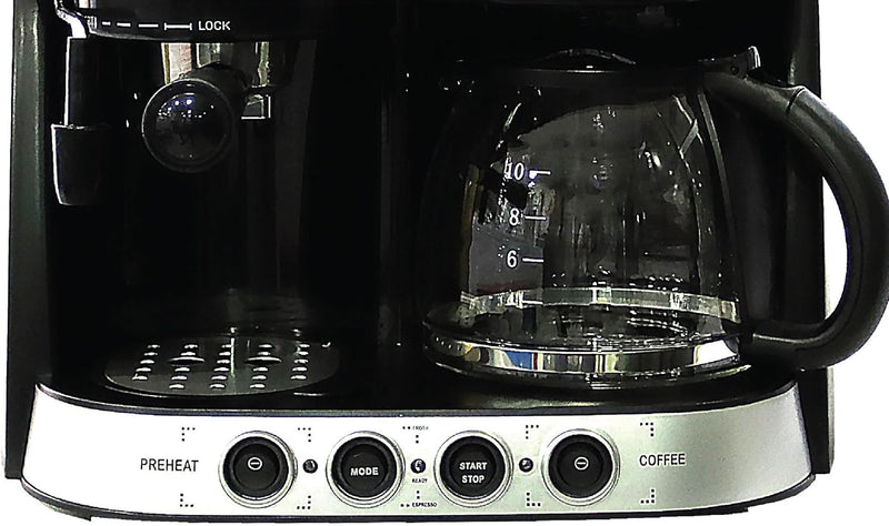 Nobel Coffee Machine 1.25 Liter Espresso & Americano With Steam Pump One Year Full Warranty, Silver - NCM13-6