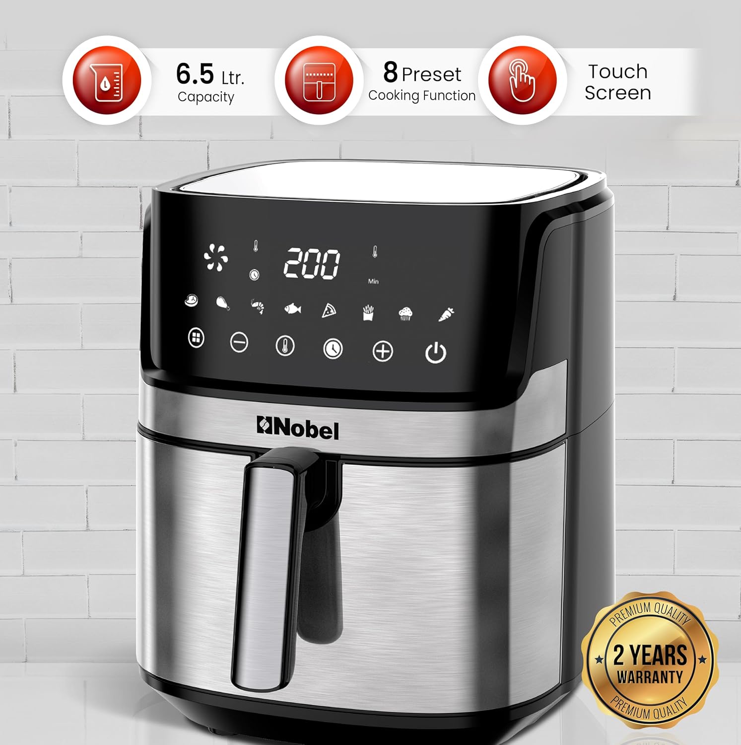 Nobel 6.5L Multifunctional Air Fryer With Digital Display And One-Touch Cooking - NAF800-1