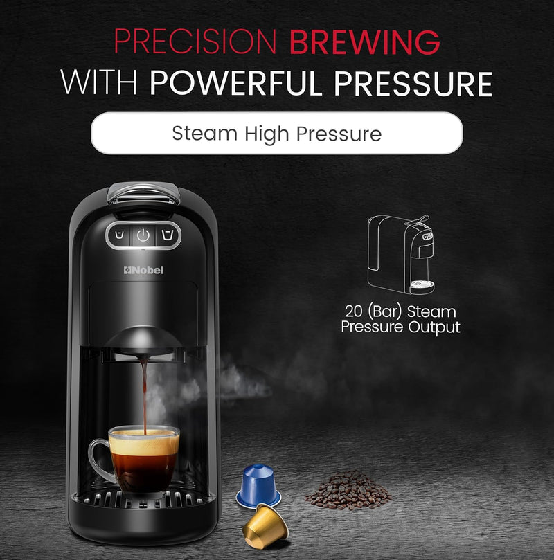 Nobel Multi-Capsule Coffee Machine 1400W Compatible with Nespresso, Dolce Gusto & Ground Coffee, 700ml Tank, Fast Heating in 40 Seconds - NCM35C-3
