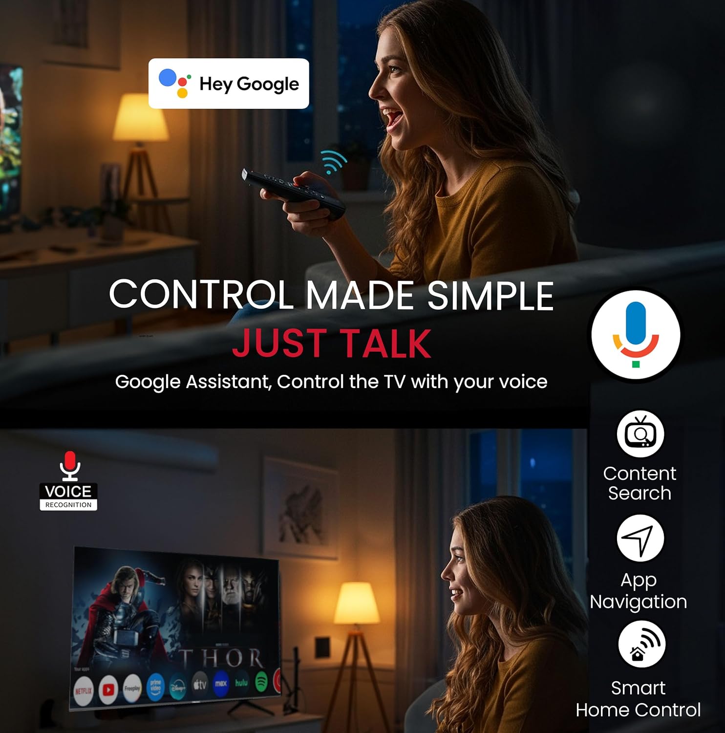 Nobel 50-Inch 4K UHD Google TV Smart TV, Dolby Sound & Voice Control, Android 14, Netflix YouTube Prime, Wi-Fi & Bluetooth Connectivity – UHD50G-4