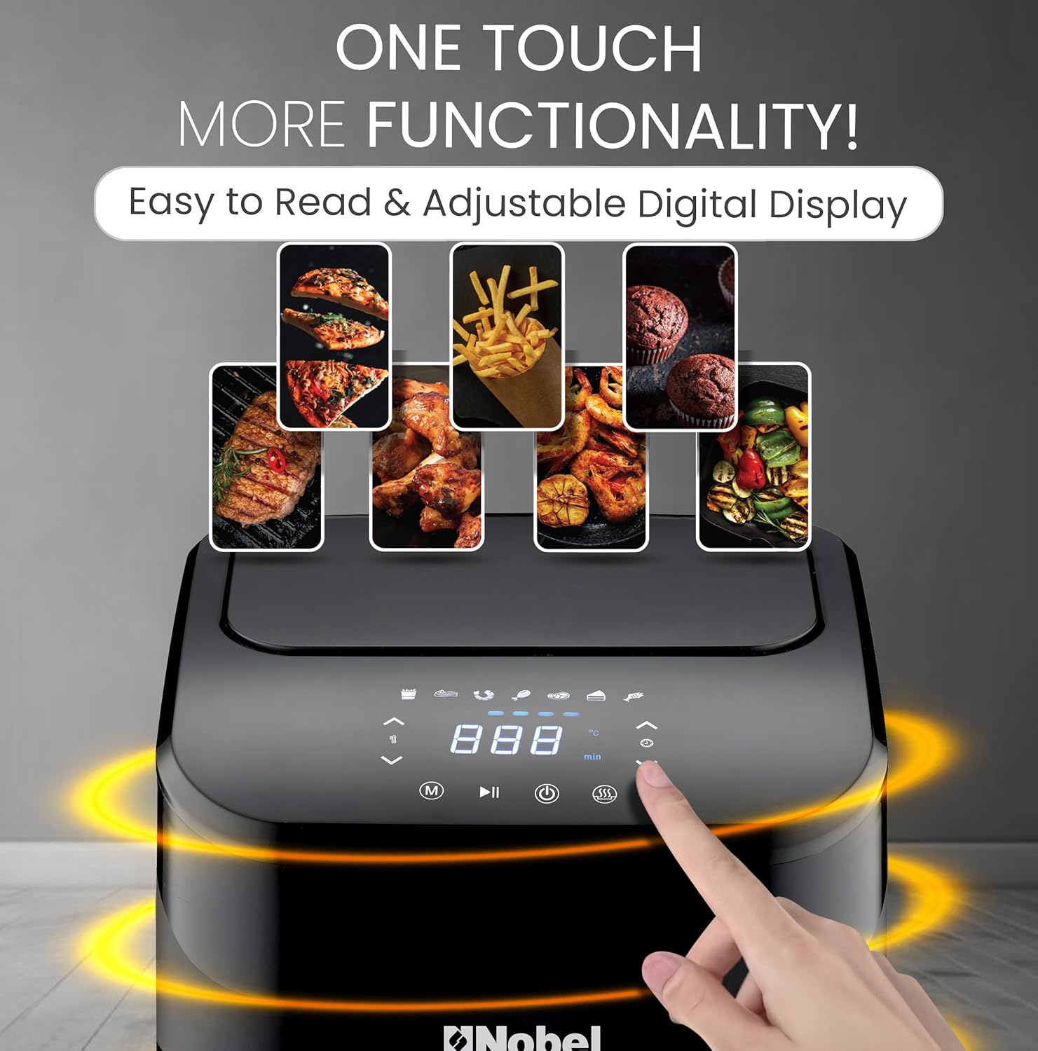 Nobel 4L Digital Air Fryer 1400W with 7 Preset Cooking Functions, Non-Stick Pot & Tray, LED Display, Temperature Control 80–200°C – NAF501-4