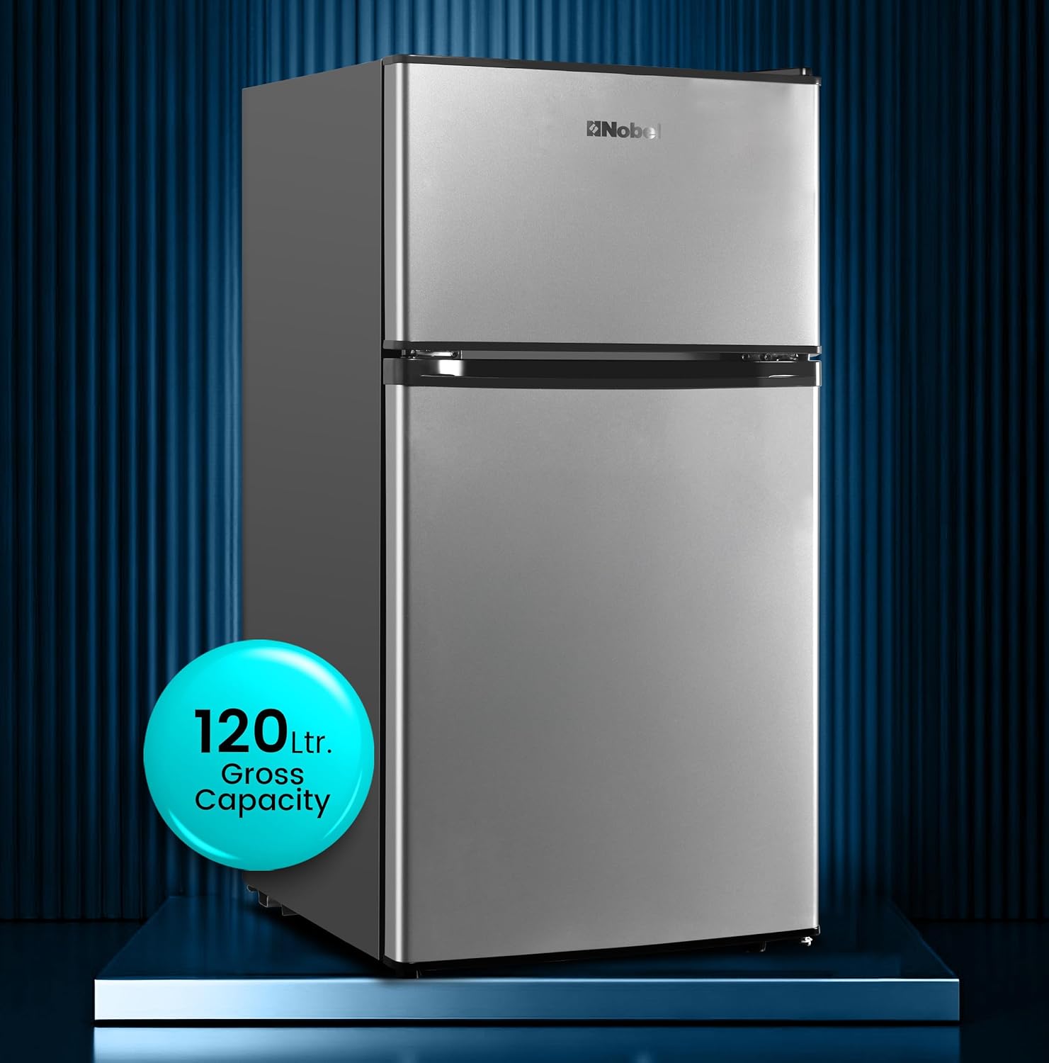 120L Gross / 90L Net, Double Door Refrigerator, Defrost, Recessed Handle – NR120E