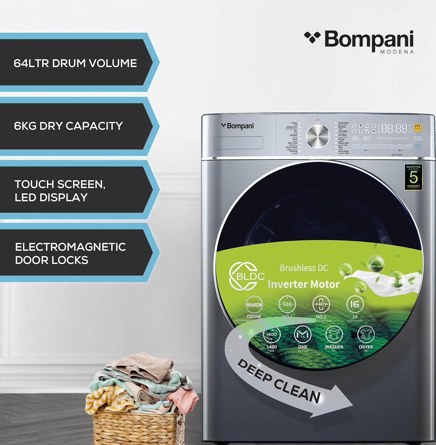 Fully Automatic Front Load Combo Wash & Dry Washing Machine 9 Kg Wash & 6 Kg Dry – BI1070SSN-4
