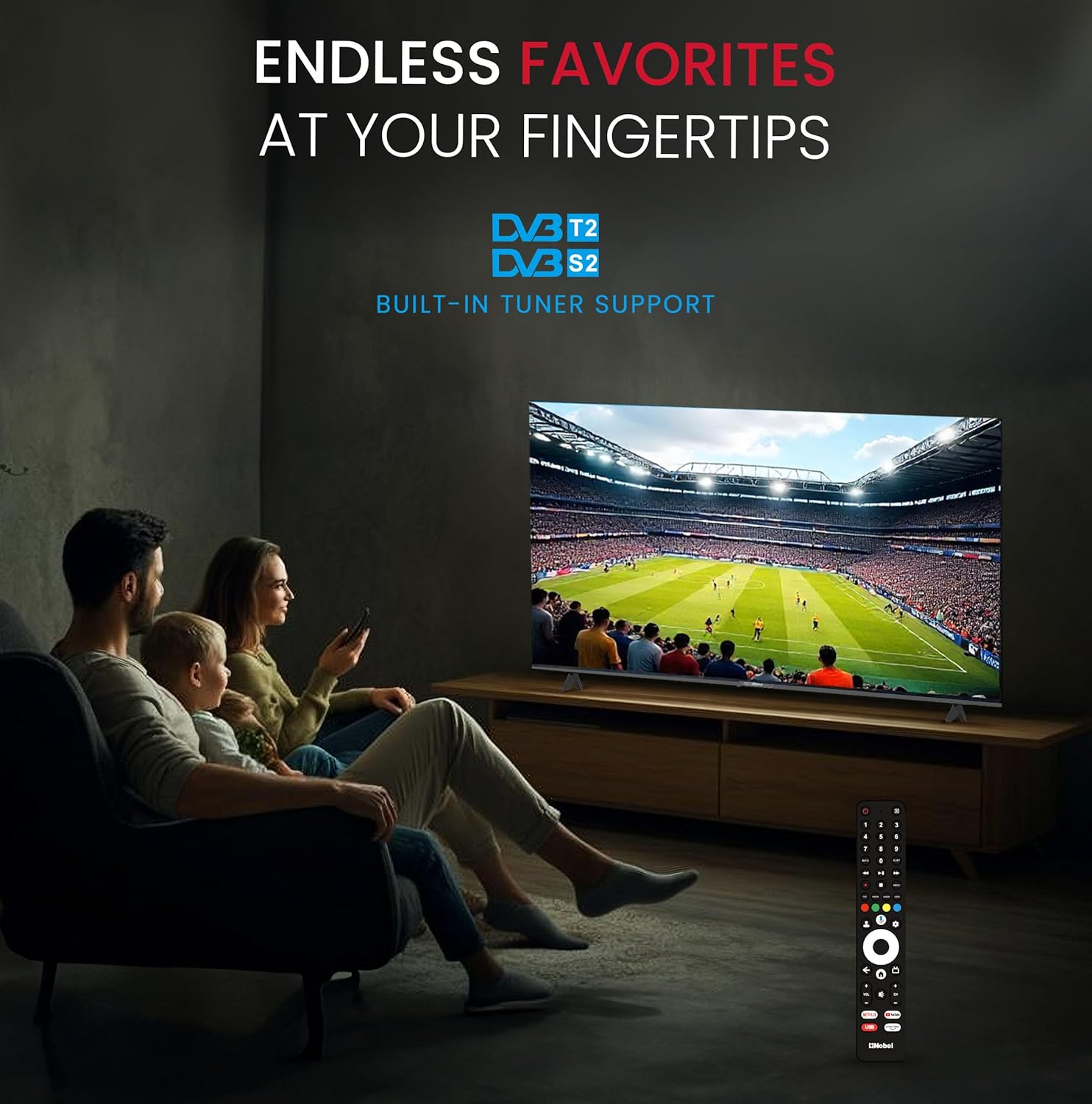 Nobel 55-Inch 4K UHD Google TV Smart TV, Dolby Sound & Voice Control, Android 14, Netflix YouTube Prime, Wi-Fi & Bluetooth Connectivity – UHD55G-3