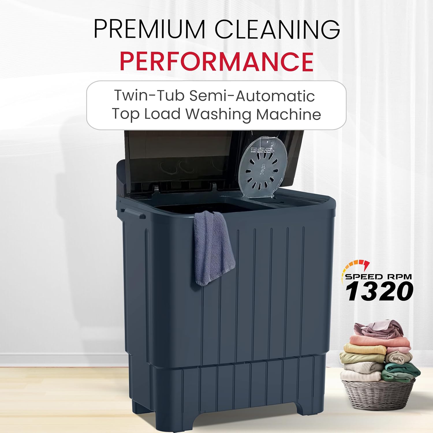 Semi Automatic Washing Machine, 8 Kg Wash Capacity 5.5 Kg Spin Capacity – NWM8502-2