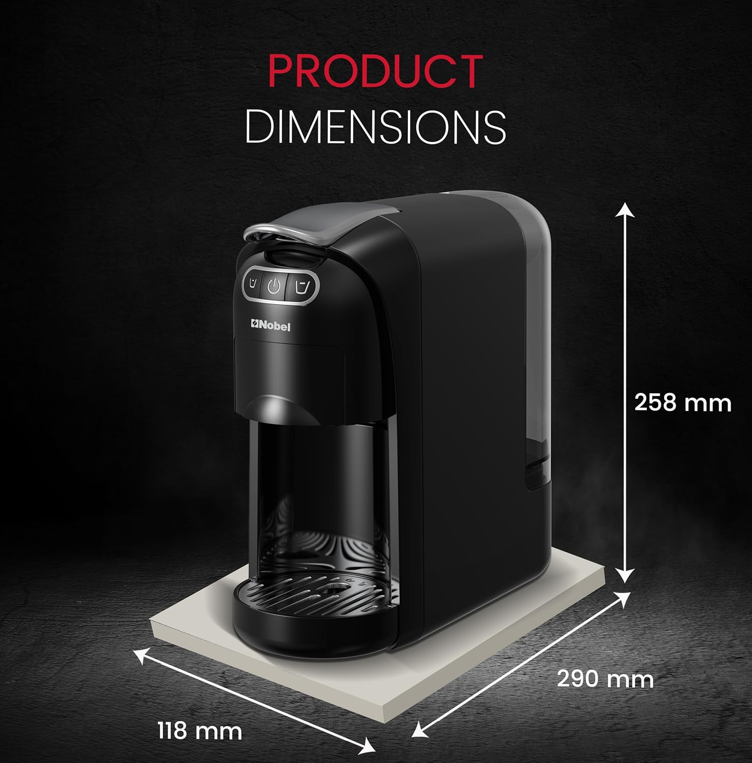Nobel Multi-Capsule Coffee Machine 1400W Compatible with Nespresso, Dolce Gusto & Ground Coffee, 700ml Tank, Fast Heating in 40 Seconds - NCM35C-7