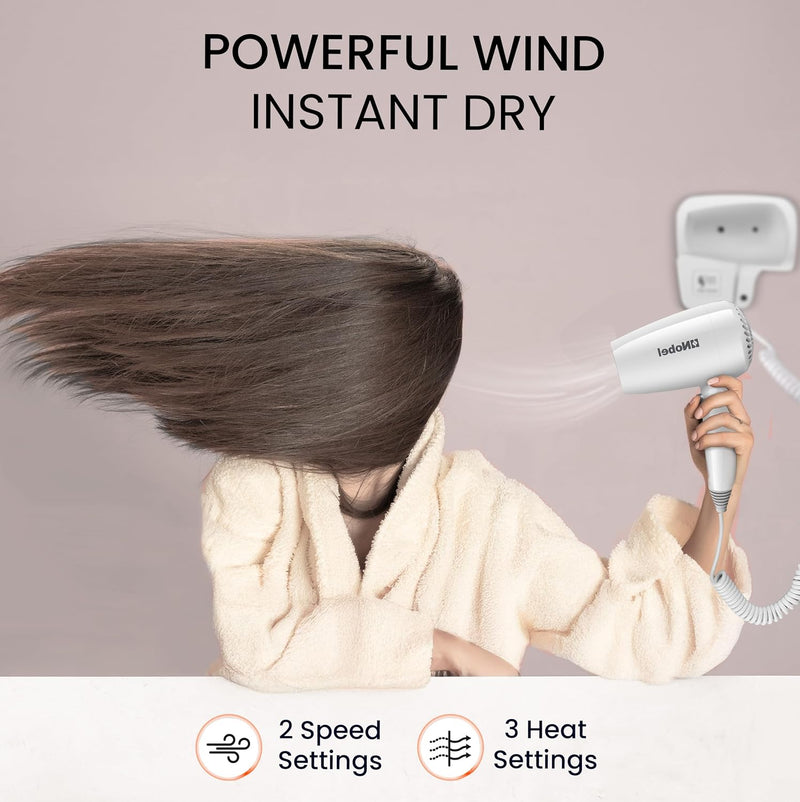 Nobel Hair Dryer 200W with Pure Copper DC Motor Fast Drying, Overheat Protection, Cool Button, Multiple Speeds & Heat Settings - NHDW1250-5