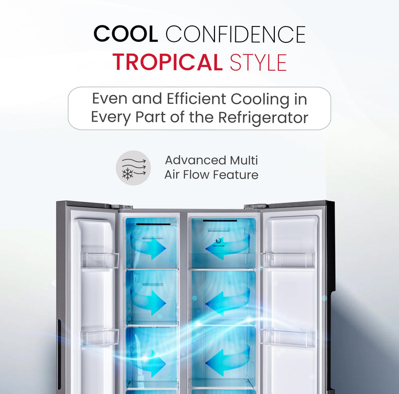 Nobel Side by Side Refrigerator 518 Ltr, Inverter Technology, LED Display, R600a Refrigerant - Inside LED Light, Condenser, Removable Gasket - Adjustable Legs NR700D Silver-5