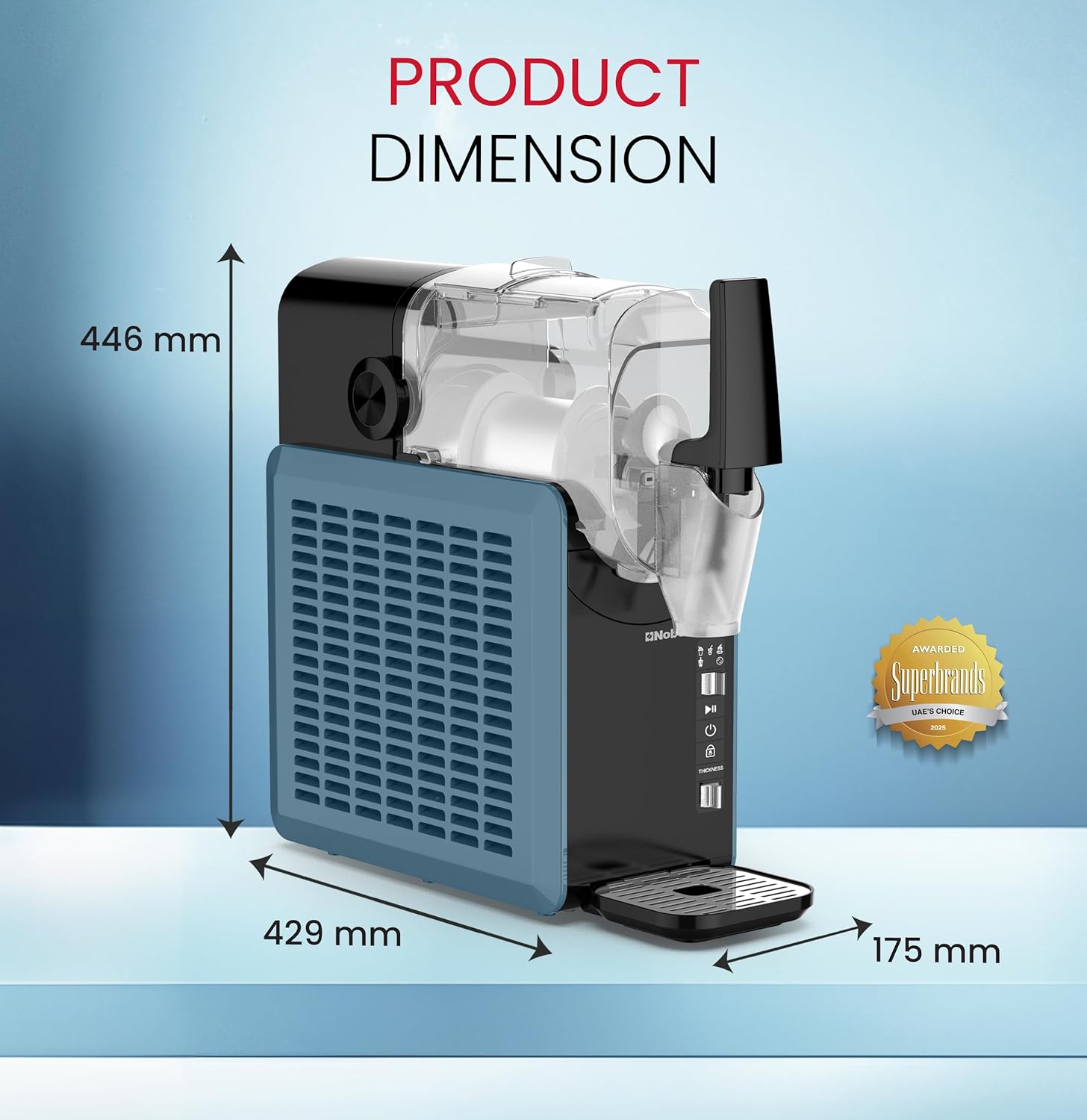 Nobel Slushi Frozen Drink Maker 2.6L | 5-in-1 Modes – Slushie, Frappe, Milkshake, Cold Drink & Clean | Child Lock, Removable Barrel, Low Noise | 220W, 220-240V - NSIM365EX-7