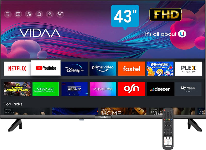 Nobel 43 Inch Smart TV Full HD – Powered by VIDAA OS, Netflix & YouTube Certified - NTV43VIDS Diamond Series-1