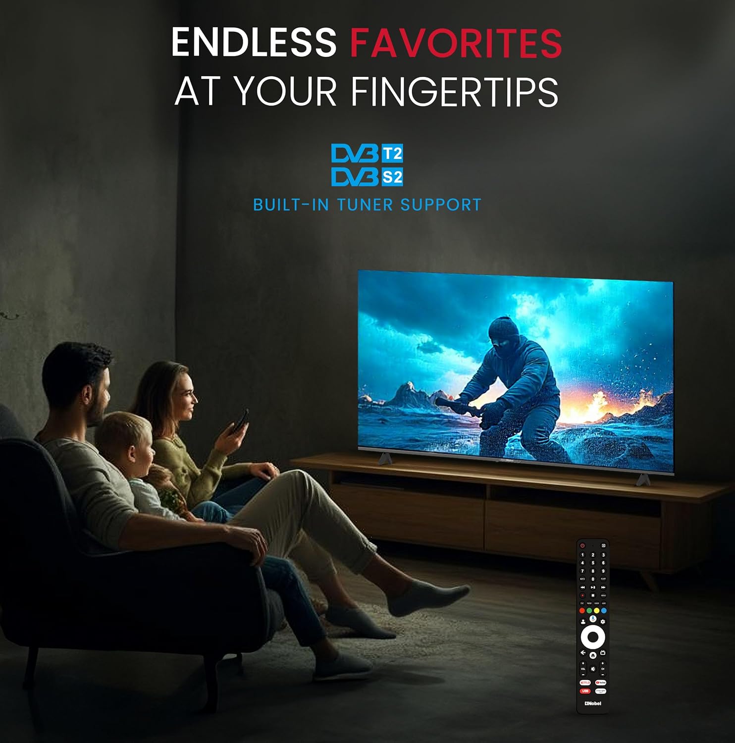 Nobel 50-Inch 4K UHD Google TV Smart TV, Dolby Sound & Voice Control, Android 14, Netflix YouTube Prime, Wi-Fi & Bluetooth Connectivity – UHD50G-3