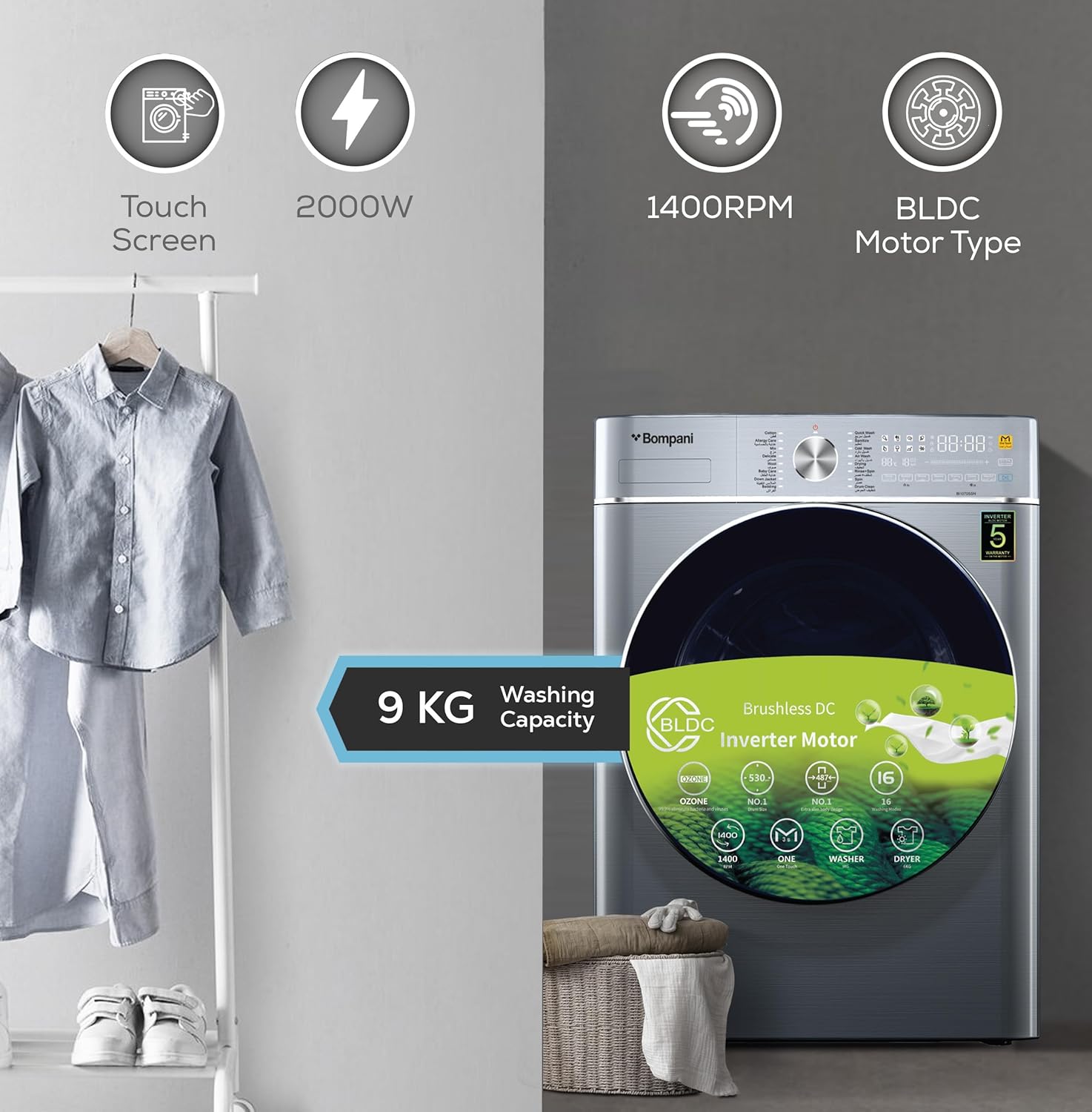 Fully Automatic Front Load Combo Wash & Dry Washing Machine 9 Kg Wash & 6 Kg Dry – BI1070SSN-2