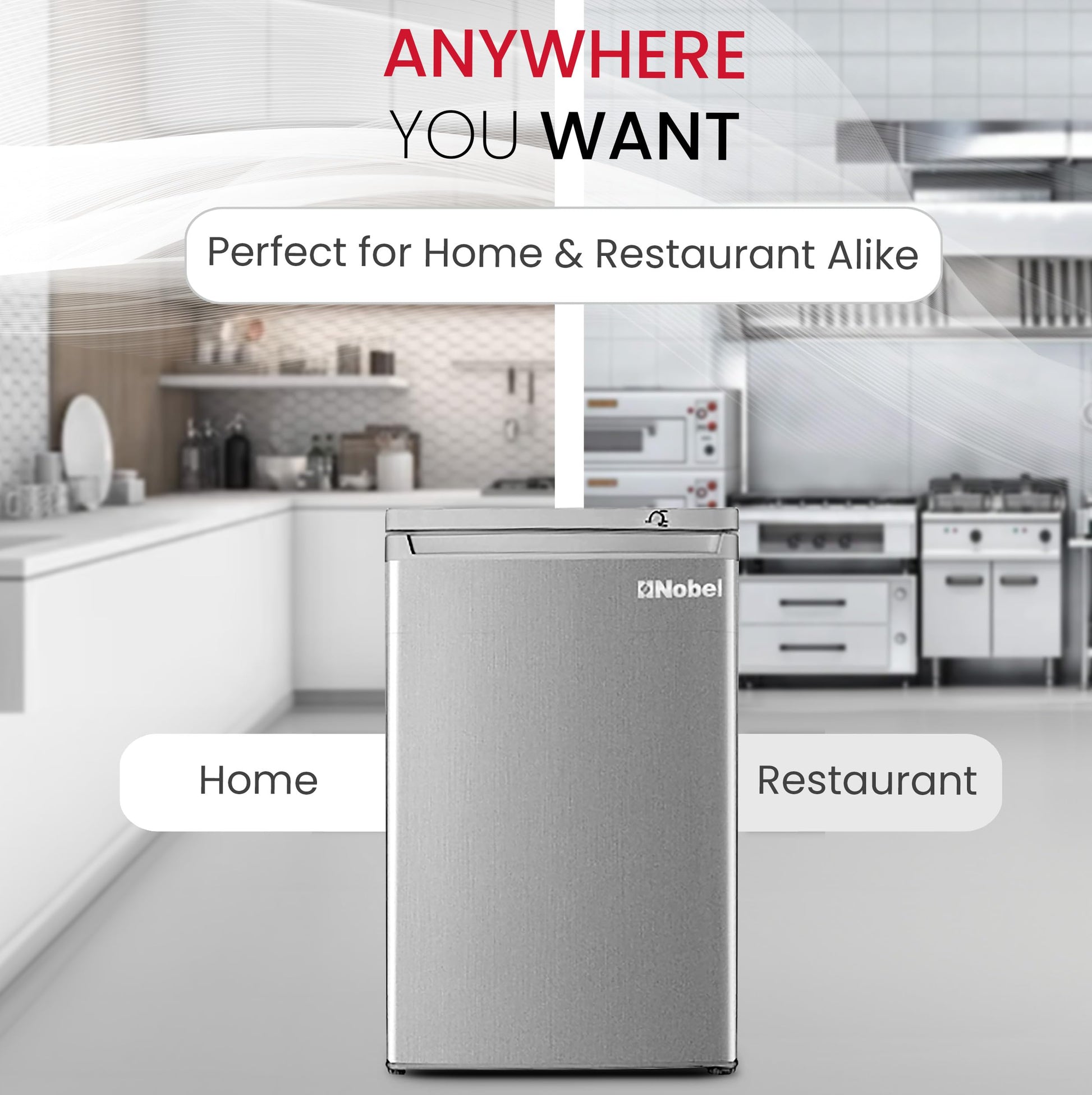 Nobel 90 Ltr Gross & 85 Ltr Net Single Door Upright Freezer Manual Defrost, with 4 Drawers, Recessed Handle, Reversible Door, Temperature Control & Adjustable Leveling Feet NUF255S Silver-4
