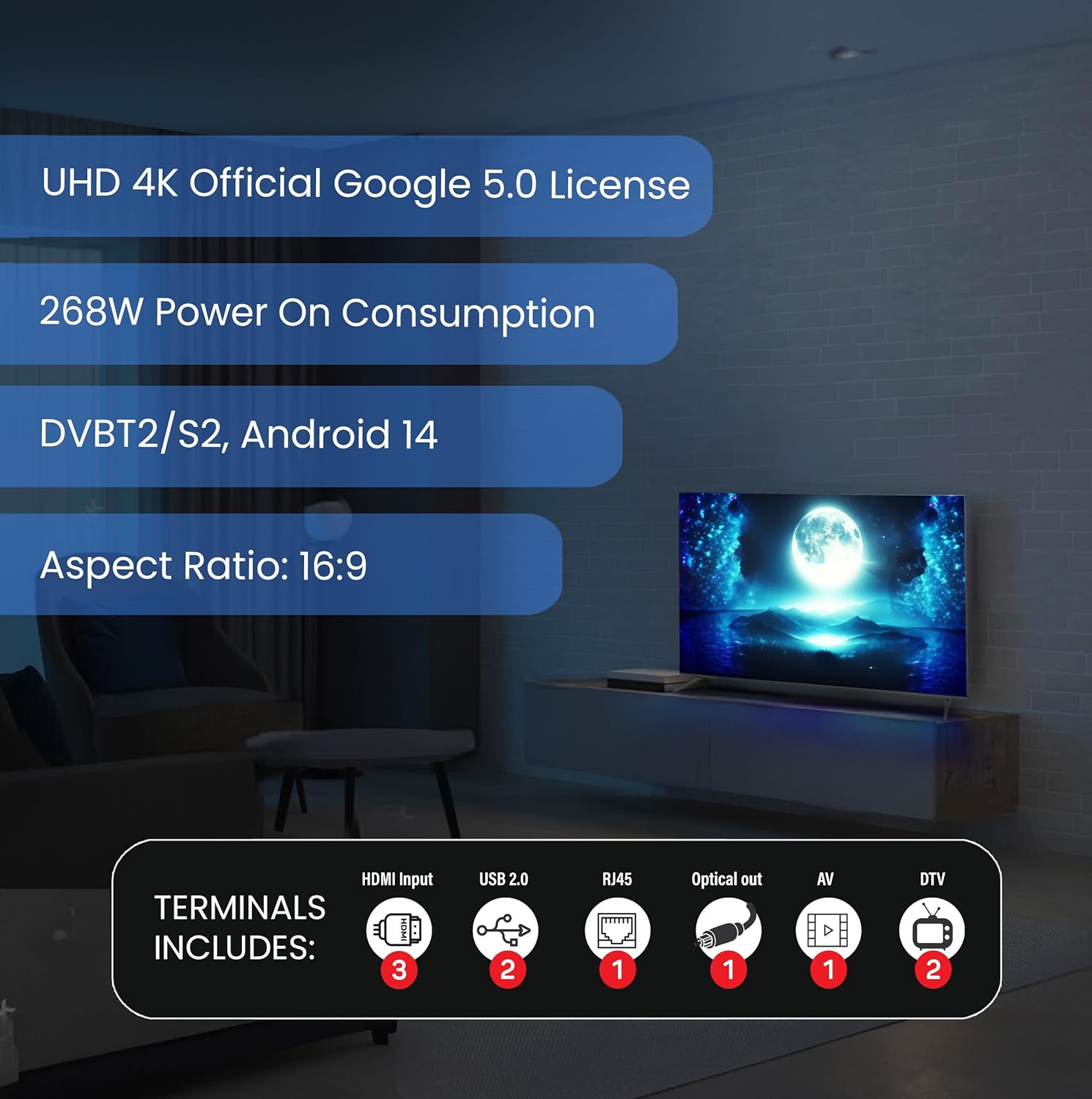 Nobel 85-Inch 4K UHD Google TV Smart TV, Dolby Sound & Voice Control, Android 14, Netflix YouTube Prime, Wi-Fi & Bluetooth Connectivity – UHD85G-8