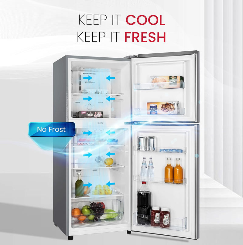 280L Gross / 196L Net, No frost Double Door Refrigerator, Vegetable Crisper Bottle Rack - NR280NF-2