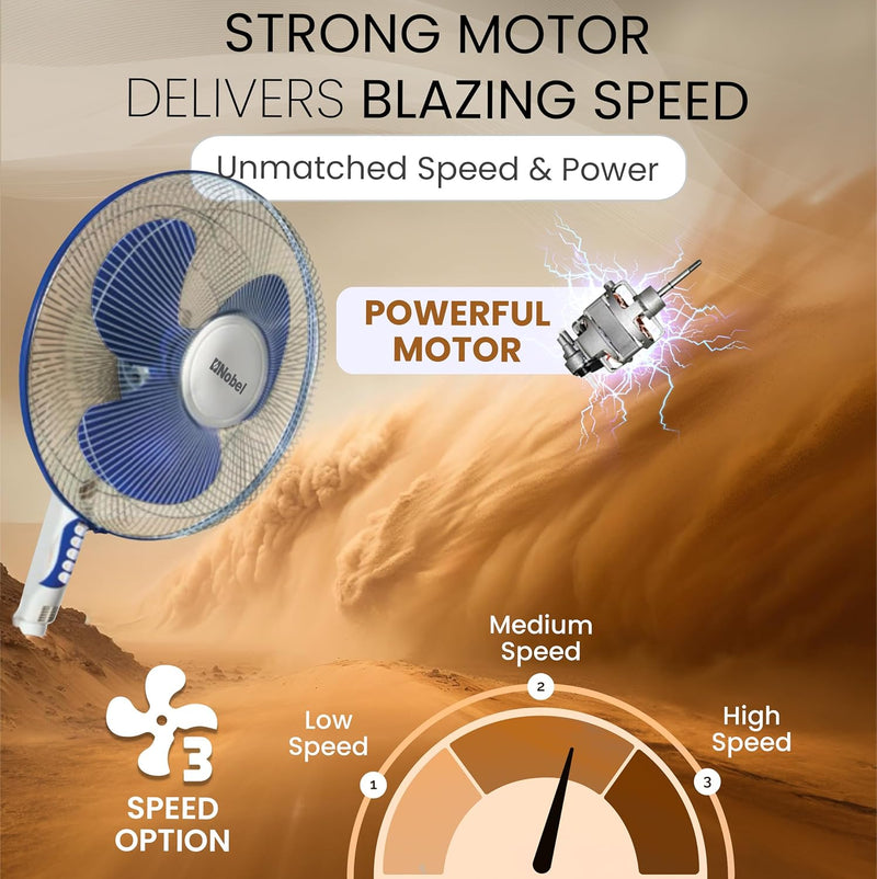 Nobel 3-in-1 Stand Fan 16", 3-Speed, 85° Oscillation, Copper Motor, Polypropylene Blades, Strong Airflow, Quiet Operation, 1200 RPM, 60W NF311 White-4