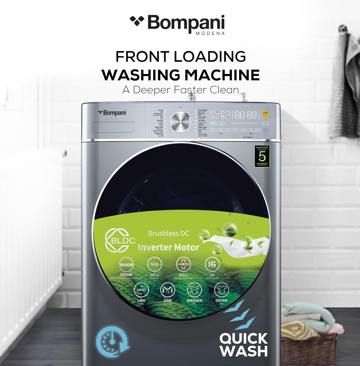 Fully Automatic Front Load Combo Wash & Dry Washing Machine 9 Kg Wash & 6 Kg Dry – BI1070SSN-3