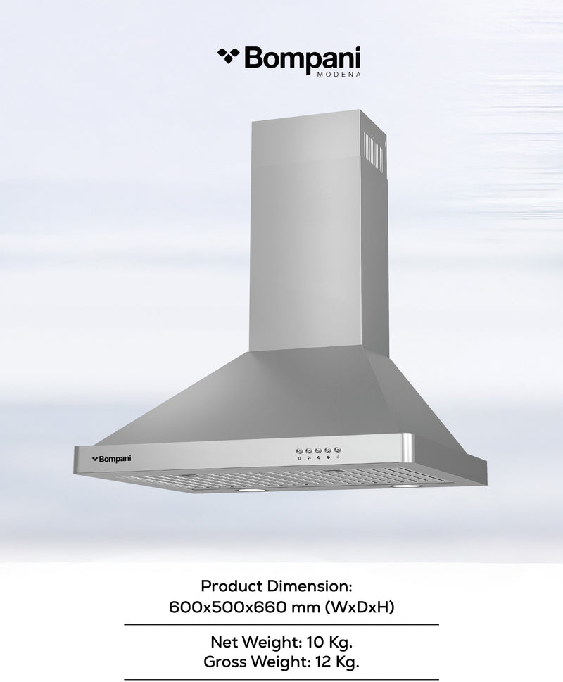 Bompani Builtin Hoods Stainless Steel 60Cm Decorative CHIMNEY60ST-8