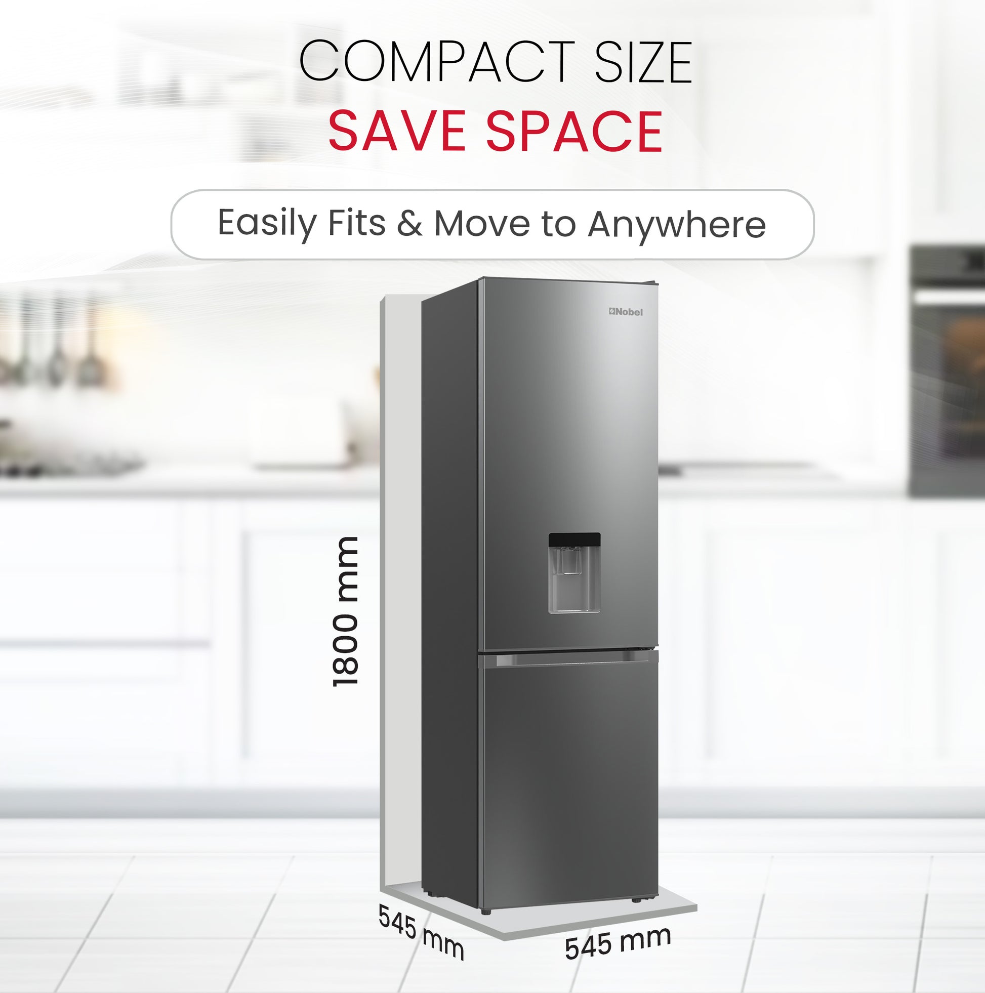 Bottom Mounted Refrigerator 276L Gross / 248L Net Capacity, Inverter, Water Dispenser, NoFrost, Recessed Handle - NBF400-4